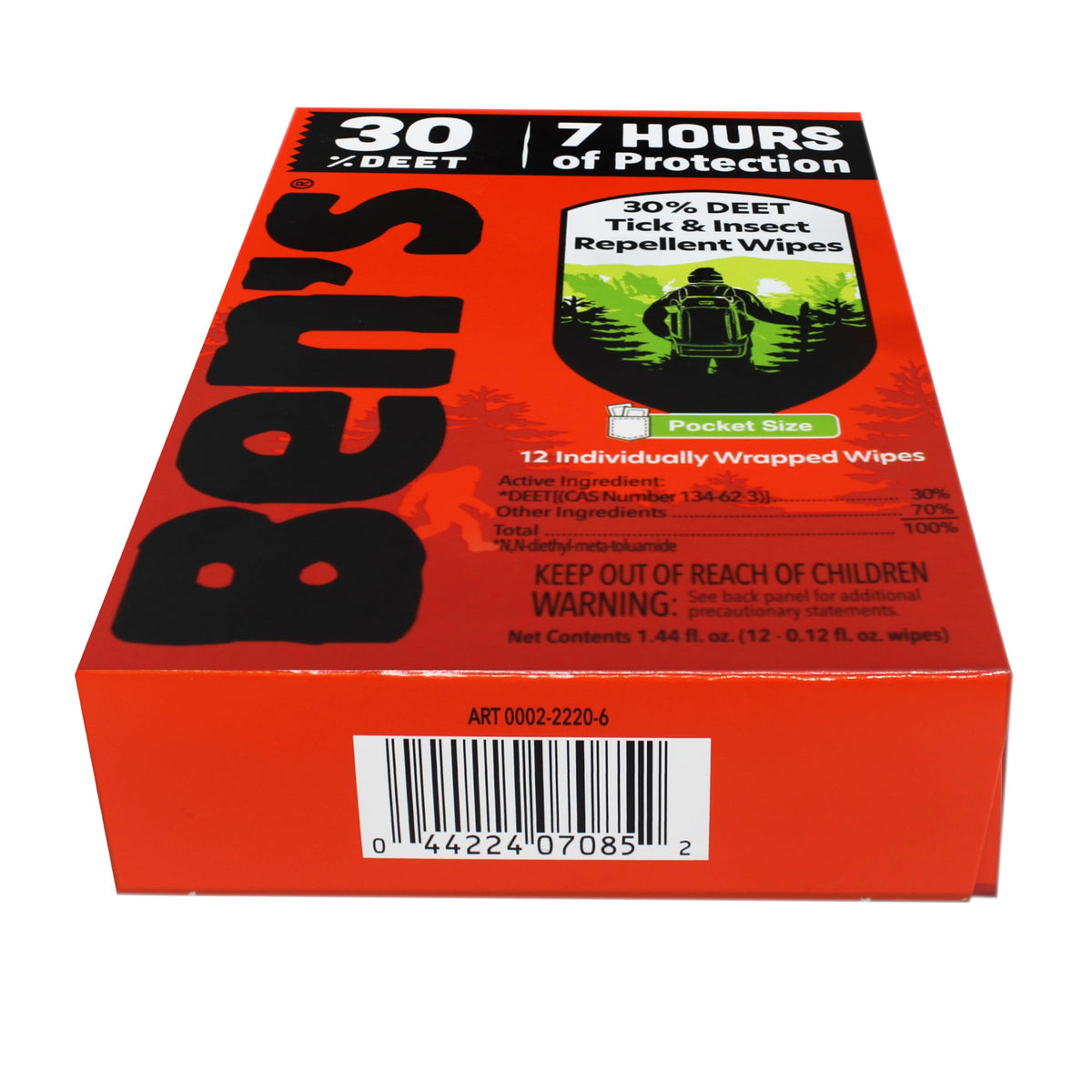 Ben's 30% DEET Insect Repellent Wipes in official packaging, offering 7 hours of protection. Available at Curat Cart.