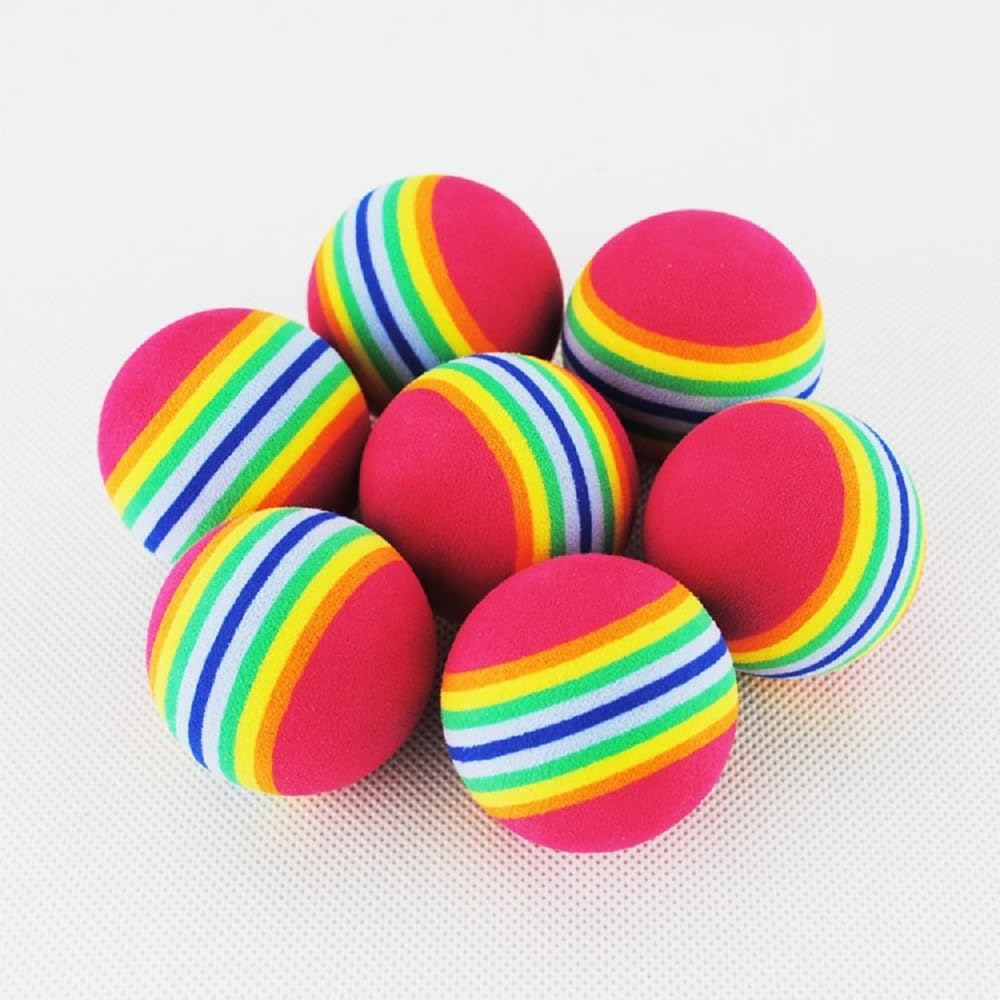 Bepets Foam Balls for Cats in vibrant rainbow colors, perfect for playtime. Available at Curat Cart, showcasing high-quality material.