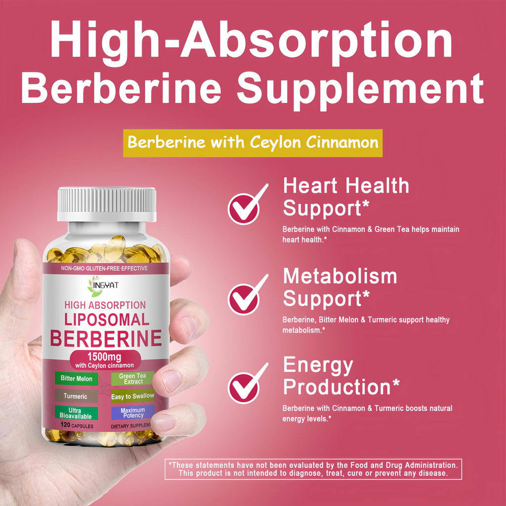 Premium Berberine with Ceylon Cinnamon in official packaging from Curat Cart, supporting heart health and metabolism.