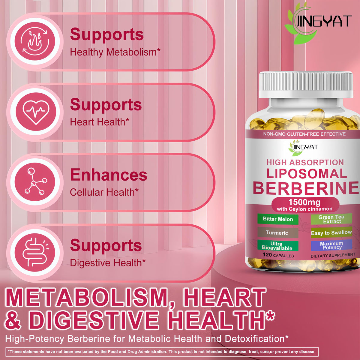 High-potency Berberine with Ceylon Cinnamon for metabolism, heart, and digestive health. 100% Authentic and available in India at Curat Cart.