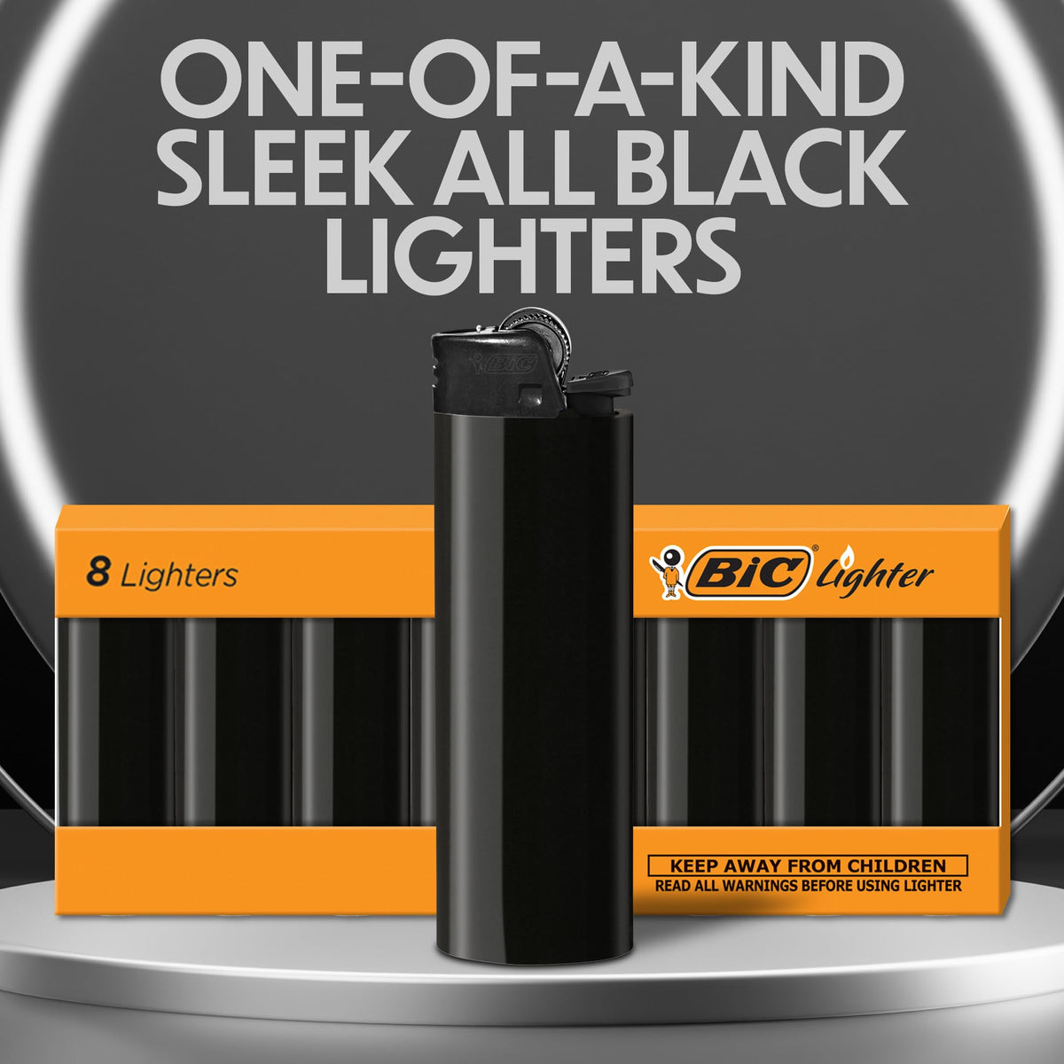 BIC Maxi Pocket Lighters in official packaging, featuring a sleek all-black design. Available at Curat Cart for premium quality.