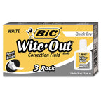 BIC Wite-Out Correction Fluid, premium imported 3-pack with quick-dry foam brush. Available at Curat Cart.