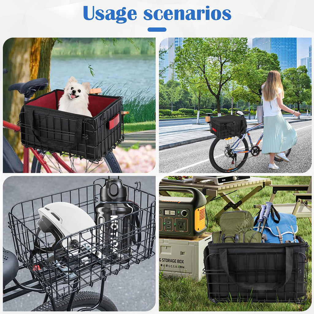 Explore the premium imported Folding Bicycle Basket with Liner from Curat Cart, perfect for versatile outdoor adventures. Enhance your cycling experience.