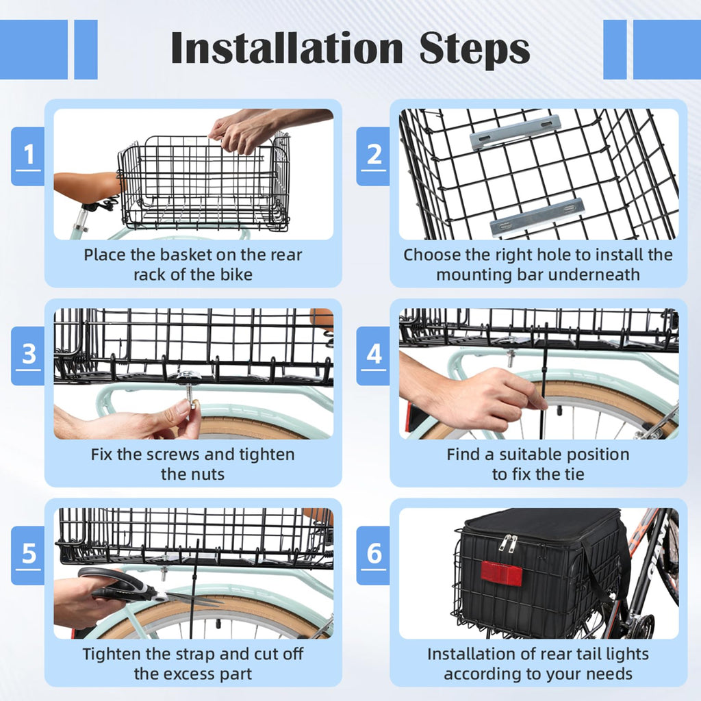 Folding Bicycle Basket with Liner installation steps. 100% Authentic, Available in India at Curat Cart.