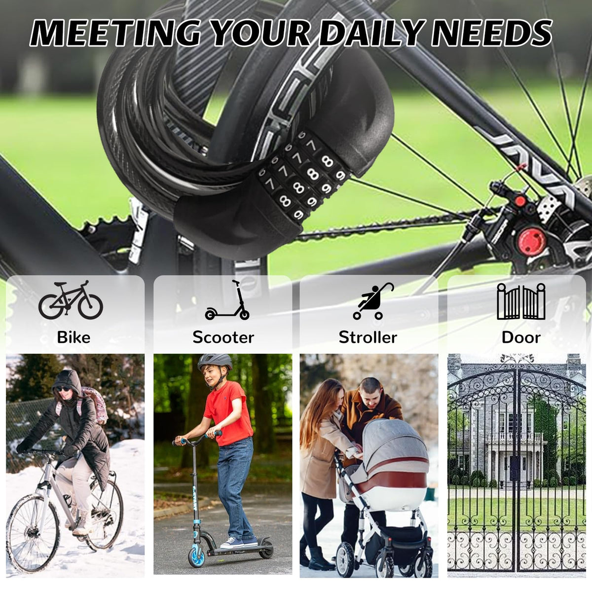 Secure your bike with the heavy duty Bike Cable Lock, 100% Authentic and available at Curat Cart in India.