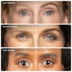Billion Dollar Brows Universal Eyebrow Pencil showcased on three models with different brow shades. Trusted brand verified by CuratCart.