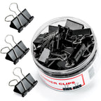 Premium imported Kalerr Binder Clips in a clear container, perfect for organizing documents. Available at Curat Cart.