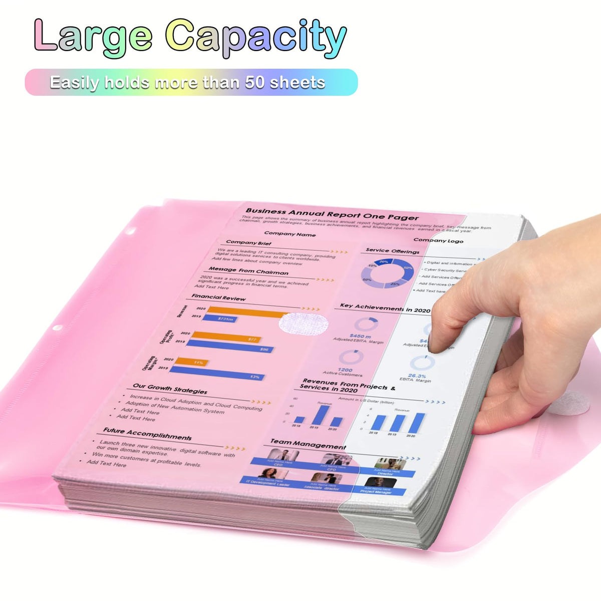 Super Heavyweight Plastic Folders offer large capacity, easily holding over 50 sheets. Perfect for organizing documents. Available at Curat Cart.