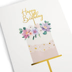 Celebrate her special day with this premium imported birthday card for women, featuring a floral cake design. Available at Curat Cart.