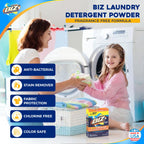 Biz Laundry Detergent Powder offers anti-bacterial, stain removal, and fabric protection, ensuring 100% authenticity available at Curat Cart.