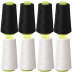 Premium imported black & white sewing thread spools, perfect for quality stitching projects. Available at Curat Cart.