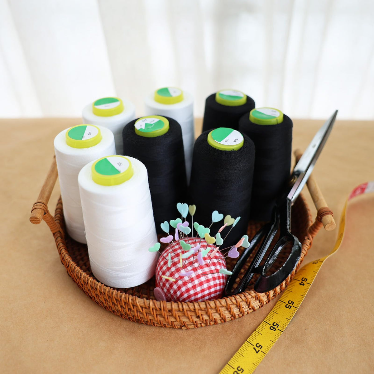 High-quality Black & White Sewing Thread in official packaging, perfect for all sewing needs. Available at Curat Cart.