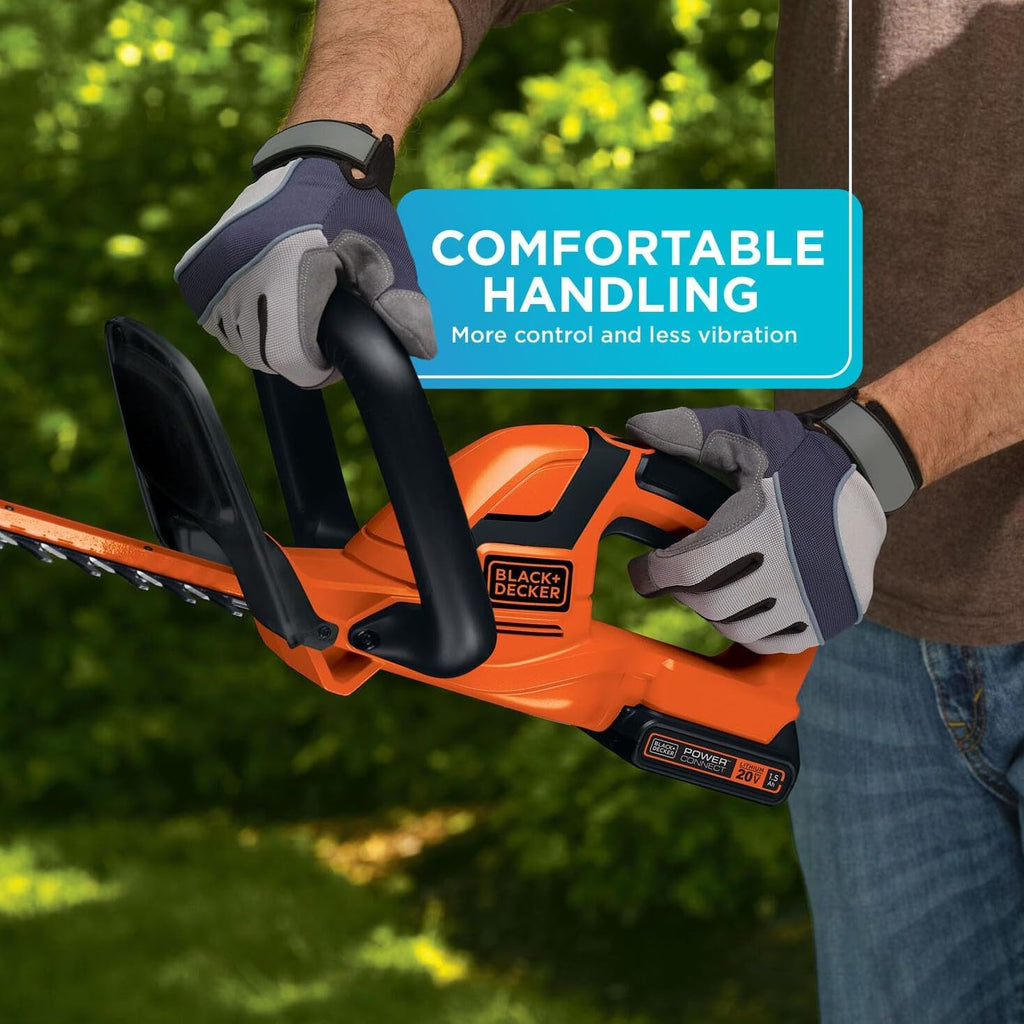Experience superior control and comfort with the BLACK+DECKER Cordless Hedge Trimmer, perfect for effortless gardening tasks. Available at Curat Cart.