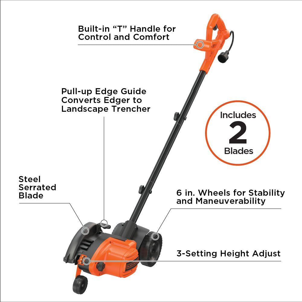 Discover the BLACK+DECKER Lawn Edger Trencher with versatile features, specially curated by Curat Cart for your gardening needs.