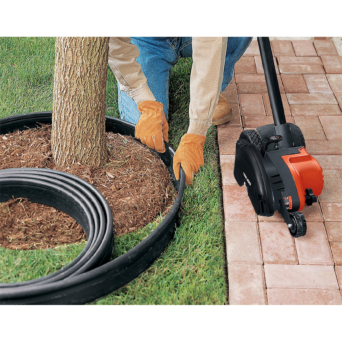 BLACK+DECKER Lawn Edger Trencher showcased in official packaging, demonstrating high-quality design for precise lawn care. Available at Curat Cart.