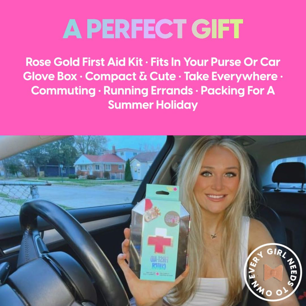 Compact Blingsting First Aid Kit in rose gold, perfect for daily use. Ideal for commuting, errands, and summer holidays. Available at Curat Cart.