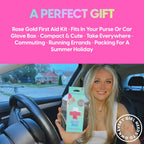Compact Blingsting First Aid Kit in rose gold, perfect for daily use. Ideal for commuting, errands, and summer holidays. Available at Curat Cart.
