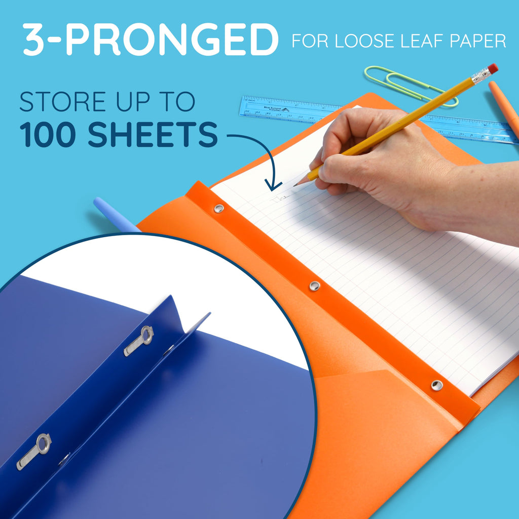 Blue Summit Supplies Plastic Pocket Folders feature a sturdy design, storing up to 100 sheets. Available at Curat Cart.