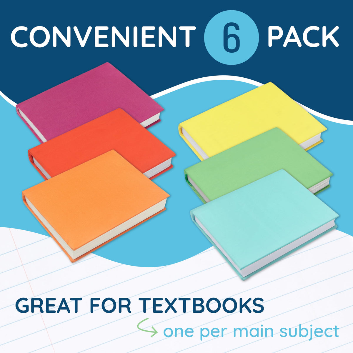 Blue Summit Supplies Stretchable Book Covers in vibrant colors, perfect for daily textbook protection. Available at Curat Cart.