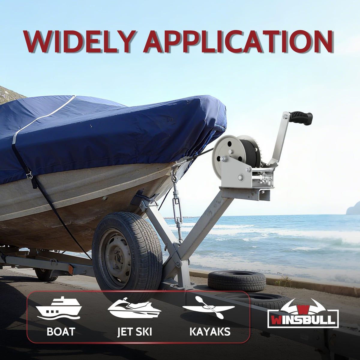 Premium imported Boat Trailer Winch for various applications like boats, jet skis, and kayaks, available at Curat Cart.