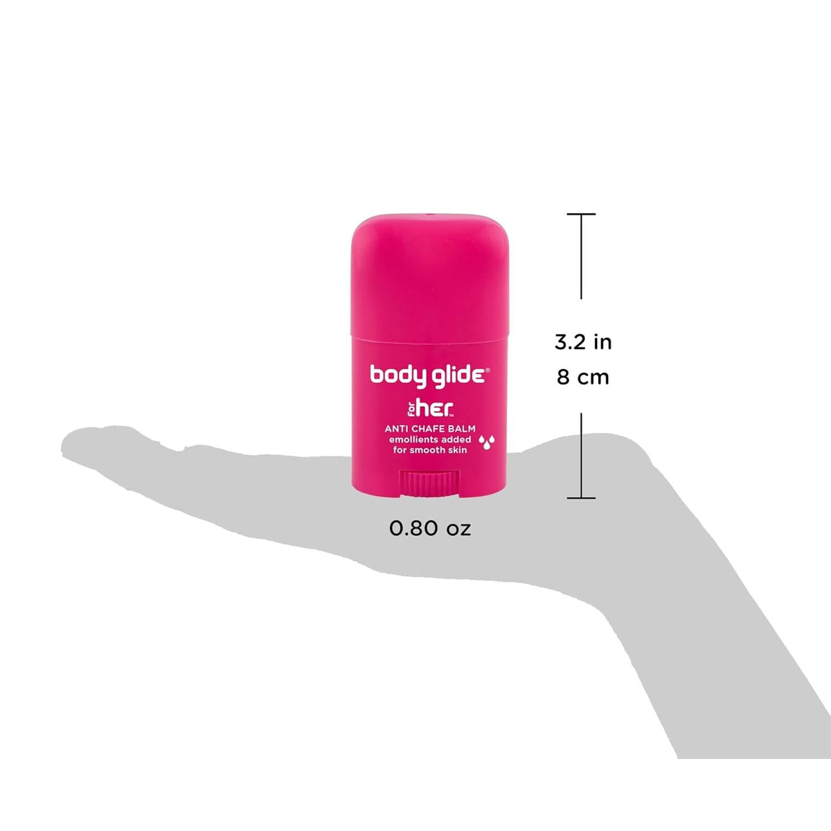 Premium imported Body Glide Anti Chafe Balm, convenient 0.80 oz stick, perfect for smooth skin protection.