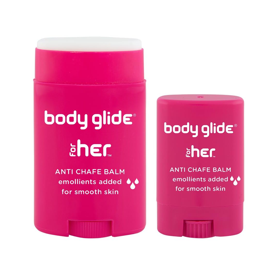 Body Glide Anti Chafe Balm in pink packaging, ideal for smooth skin. Verified by CuratCart for quality assurance.