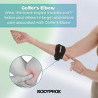 Bodyprox Elbow Brace for Pain Relief, designed to alleviate golfer's elbow discomfort. Premium quality from Curat Cart.