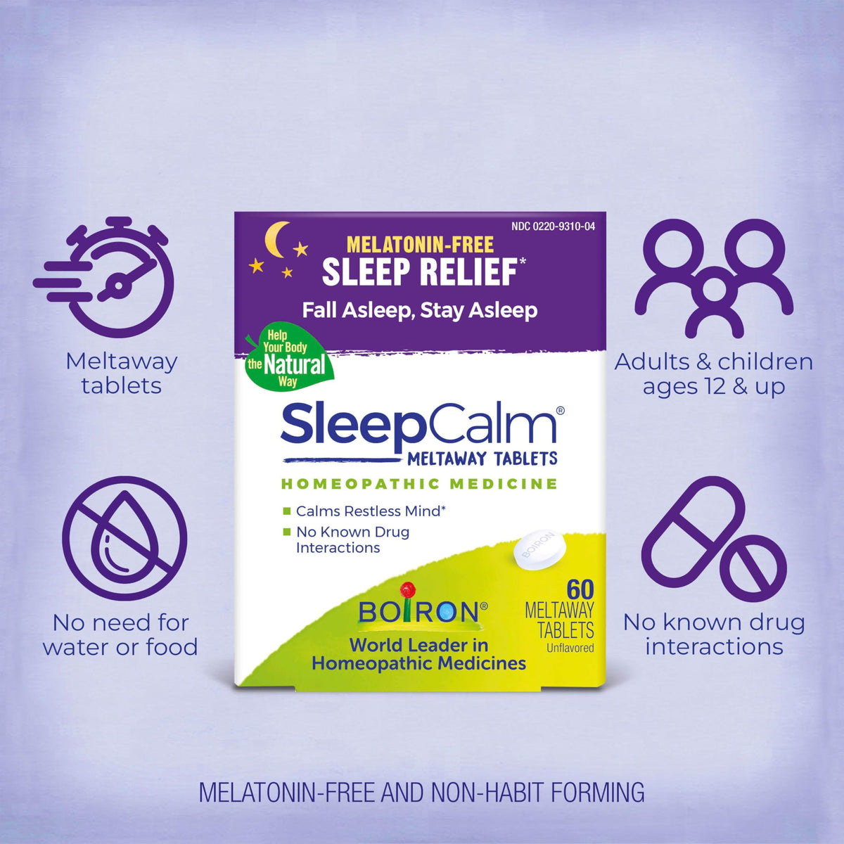 Discover Boiron SleepCalm Tabs, specially curated by Curat Cart for natural sleep relief without melatonin. Perfect for all ages.