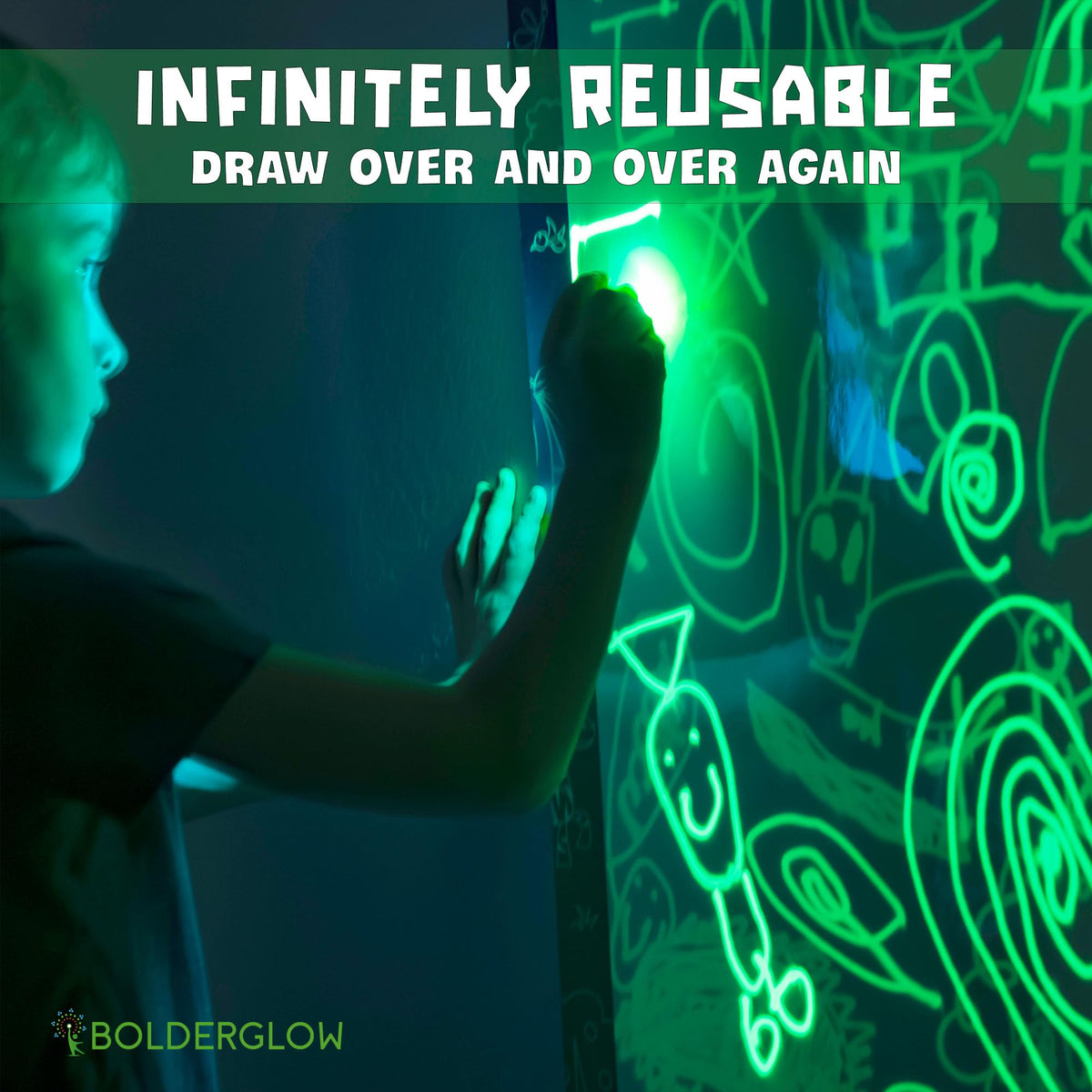 Experience creativity with Bolderglow Glowscape Drawing Surface, featuring high-quality, reusable materials, available at Curat Cart.