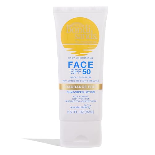 Bondi Sands Daily Sunscreen Face Lotion, SPF 50, fragrance-free, ideal for sensitive skin. Verified by CuratCart.