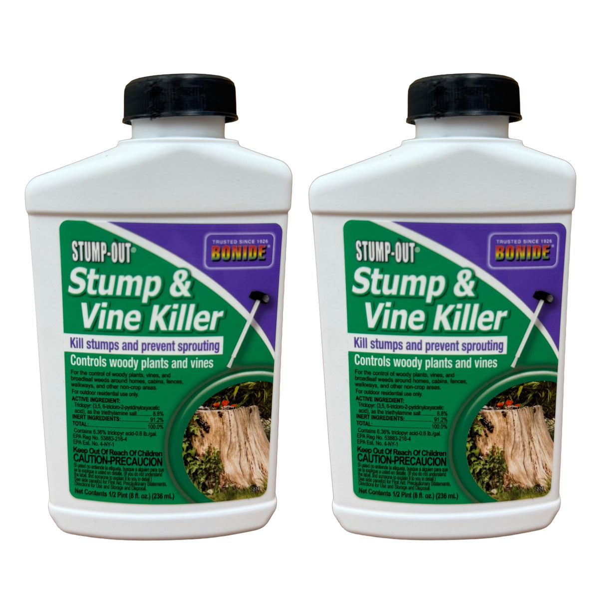 Bonide Vine & Stump Killer, a premium imported solution, effectively controls woody plants and vines. Available at Curat Cart.