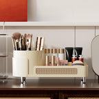 Stylish Booklov rotating makeup organizer holds brushes, lipsticks, and skincare. Available in India, order online today!