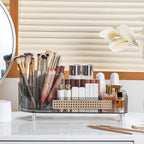 Booklov Rotating Makeup Organizer holds beauty products and brushes, enhancing organization and aesthetics. Verified by CuratCart.
