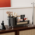 Booklov Rotating Makeup Organizer, a chic storage solution for cosmetics, keeps your makeup neatly arranged and accessible.