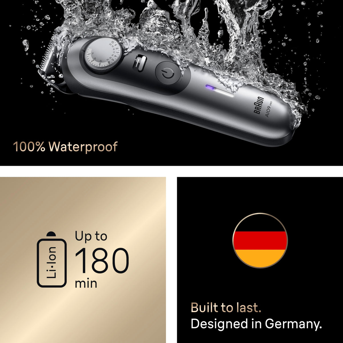 High-quality Braun Series 9 PRO Electric Trimmer, 100% waterproof, designed in Germany, available at Curat Cart.