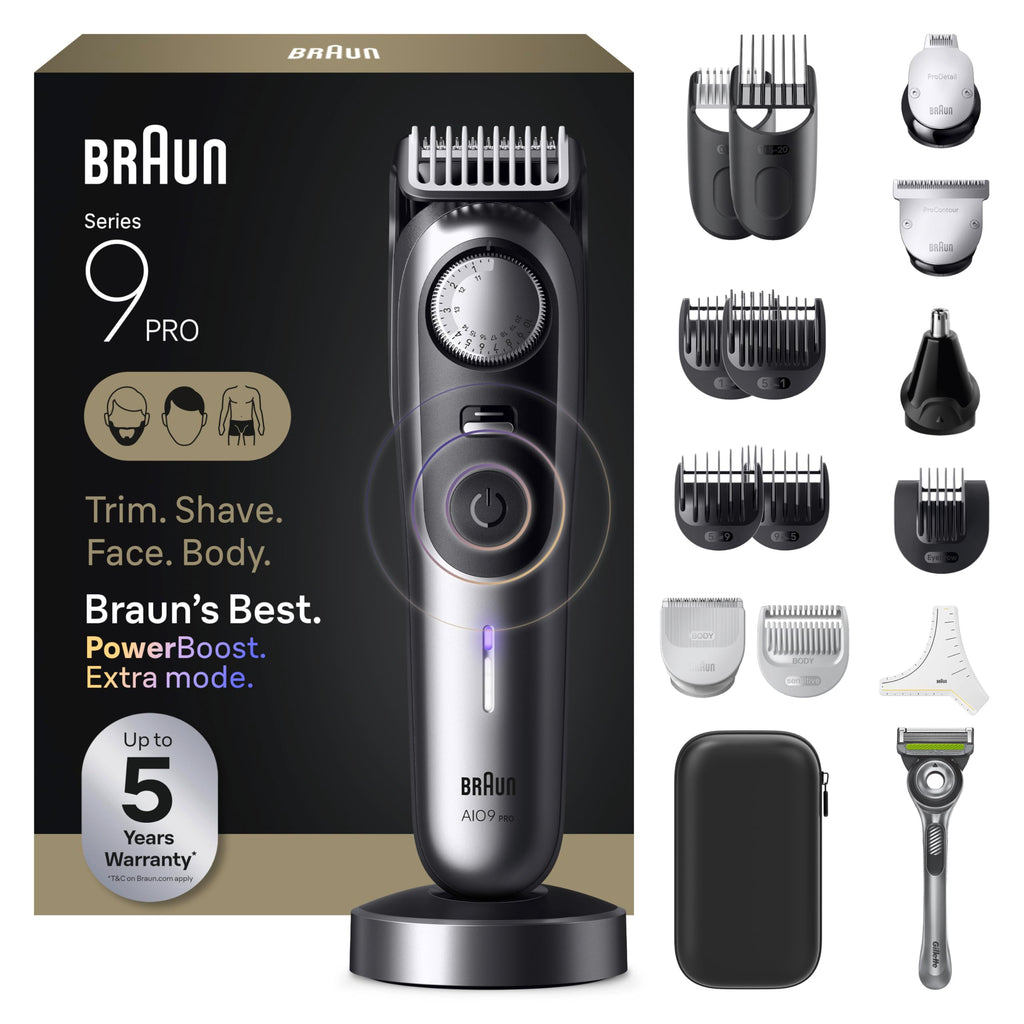 Discover the Braun Series 9 PRO Electric Trimmer, a premium import from Curat Cart, perfect for trim, shave, and body grooming.