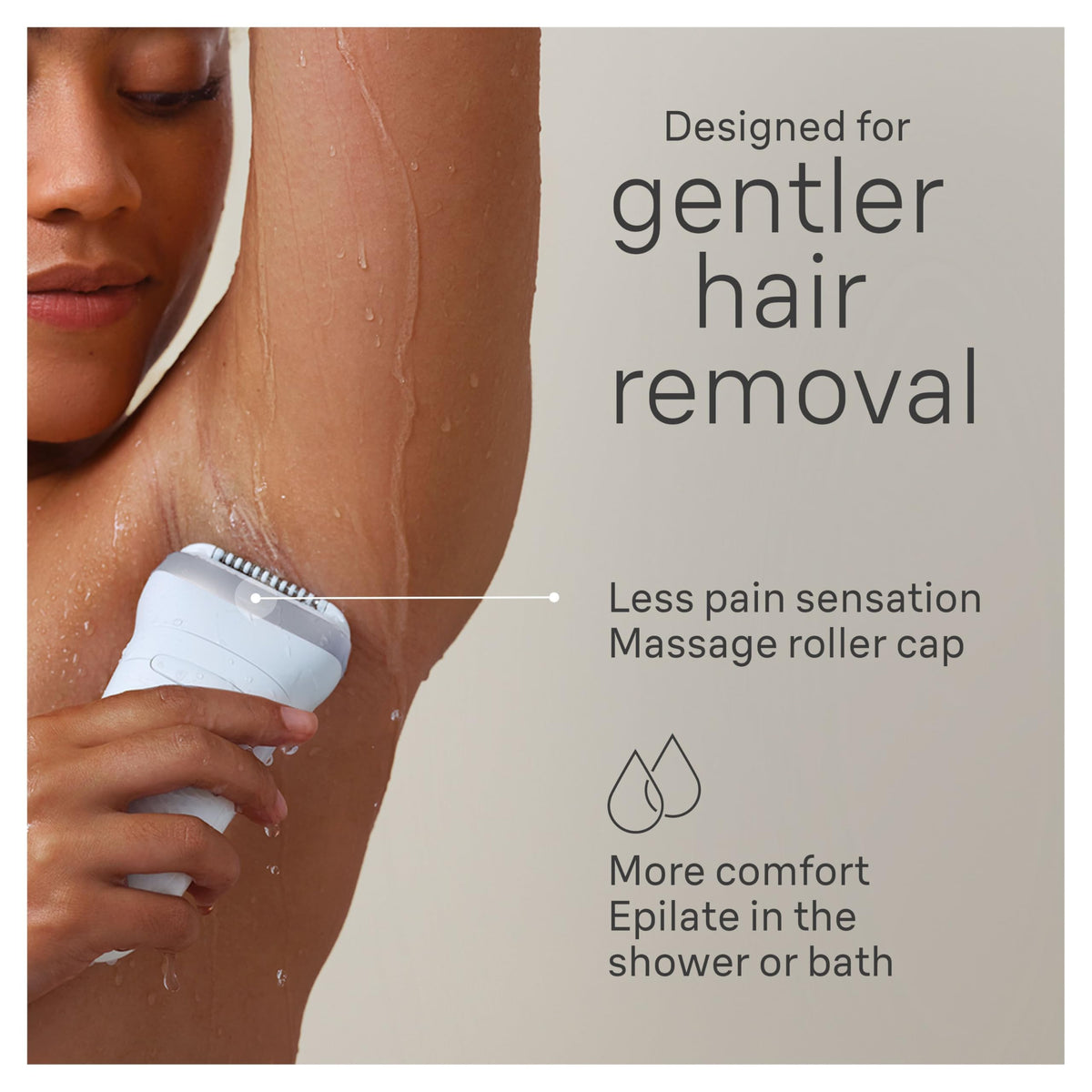 Braun Silk-épil 7 Epilator offers gentle hair removal with a massage roller cap. Verified by CuratCart for your trust.