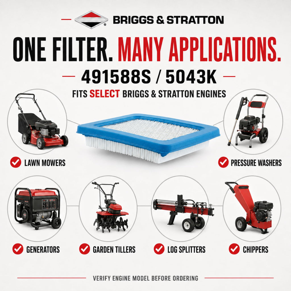 Briggs Stratton Flat Air Filter ensures 100% Authenticity, available at Curat Cart for various engine applications in India.