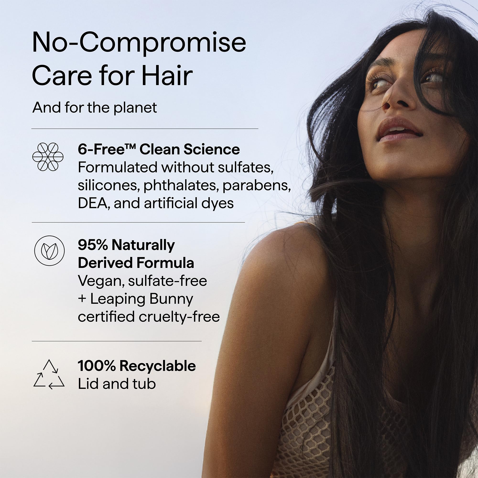 Briogeo Scalp Revival Charcoal + Coconut, highlighting clean ingredients, recyclable packaging, and vegan formula.