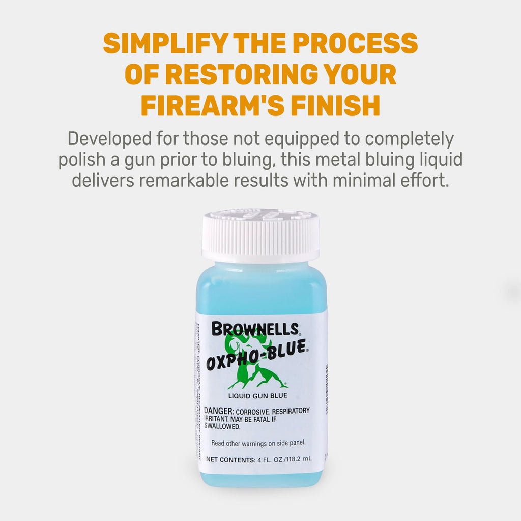 Brownells Oxpho-Blue Liquid Gun Blue, 100% Authentic, simplifies firearm finish restoration. Available in India at Curat Cart.