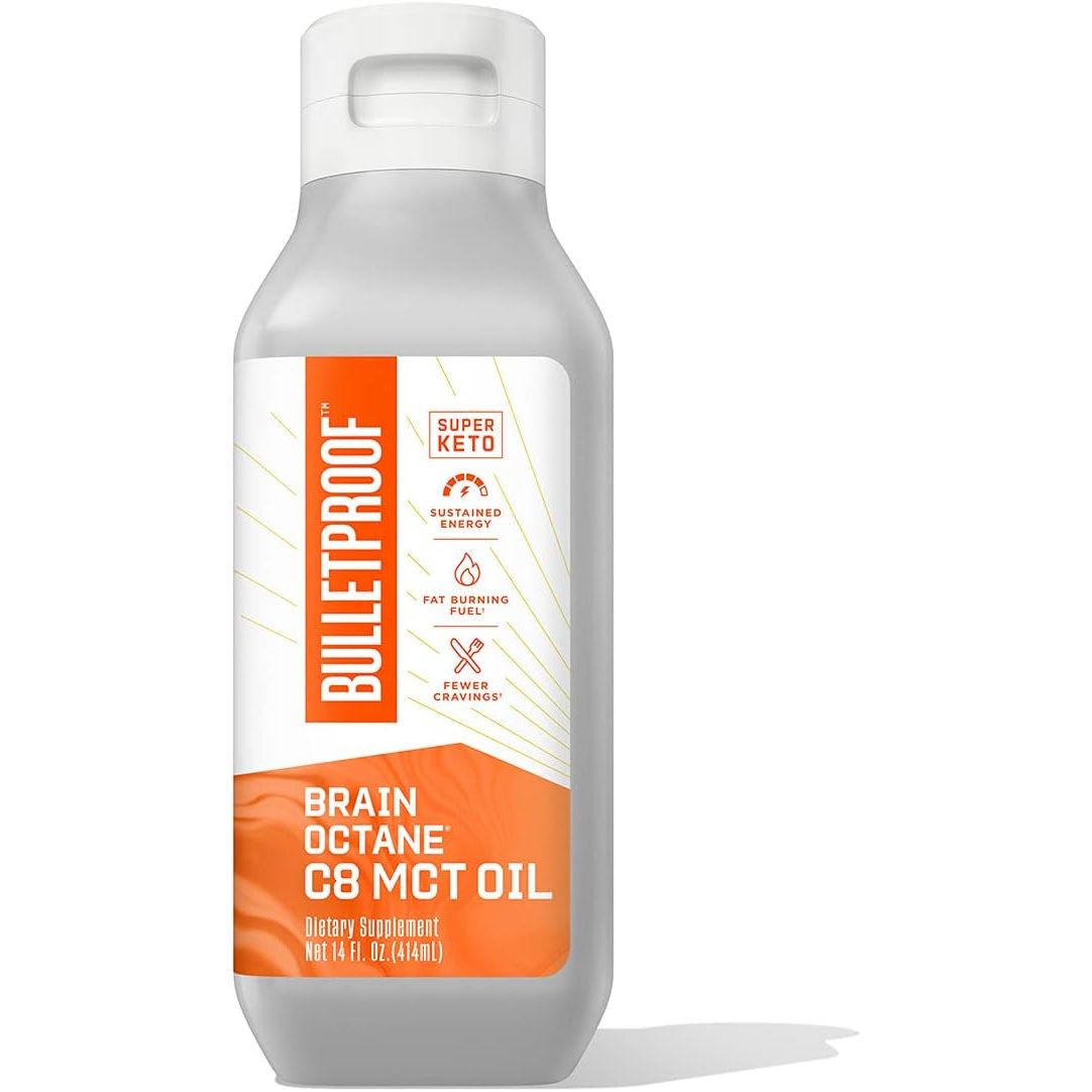 100% Genuine Bulletproof Brain Octane C8 MCT Oil, 14 fl oz bottle for enhanced energy and fat burning.