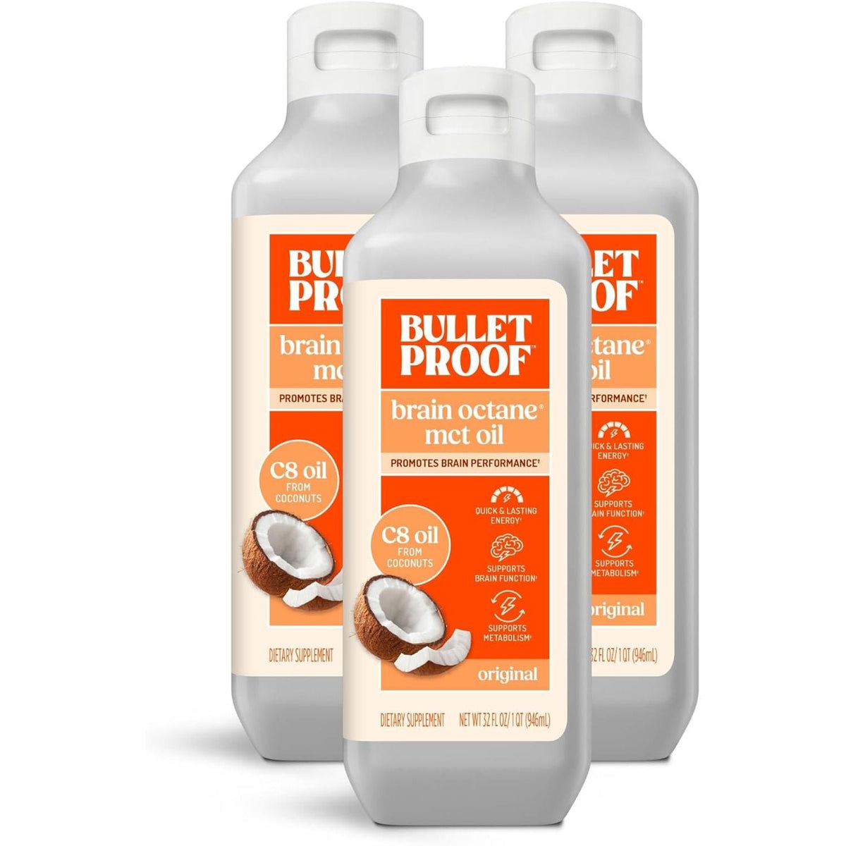 100% Genuine Bulletproof Brain Octane C8 MCT Oil, promotes brain performance with pure coconut oil. Authentic and effective.