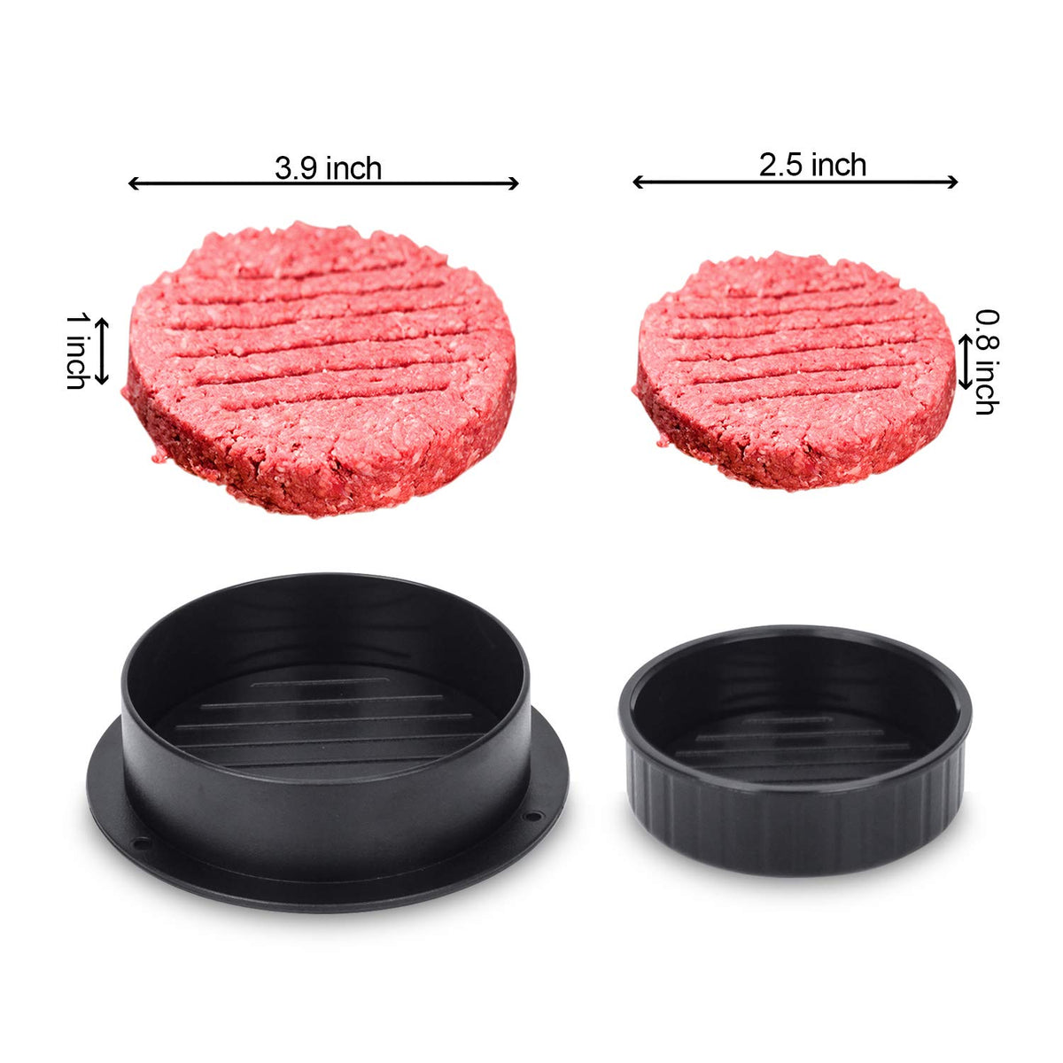 High-quality Burger Press Hamburger Patty Maker with precise measurements for perfect patties. Available at Curat Cart.