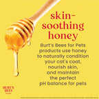 Burt's Bees Waterless Cat Shampoo with honey highlights skin-soothing benefits, perfect for daily use. Available at Curat Cart.