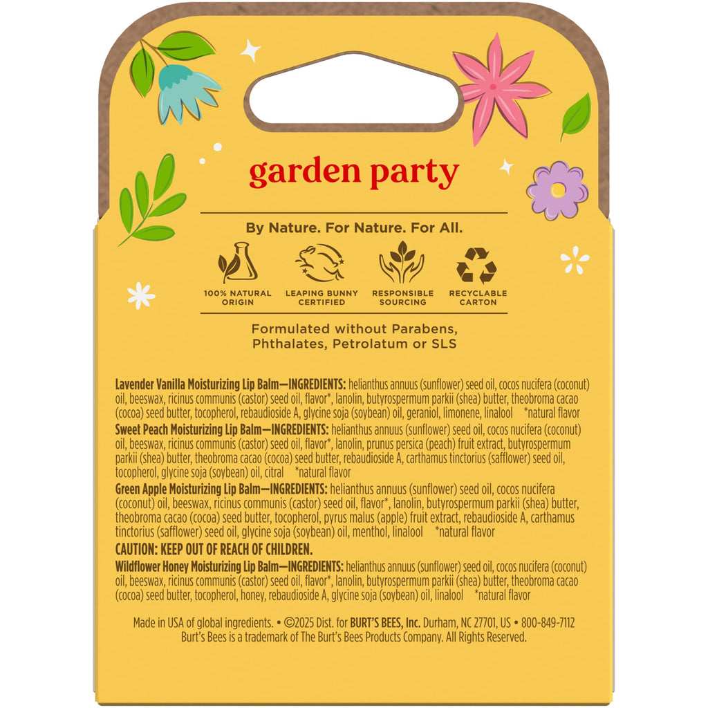 Authentic Burt's Bees Garden Party gift set featuring lip balm and other natural products, perfect for gifts. 100% genuine.
