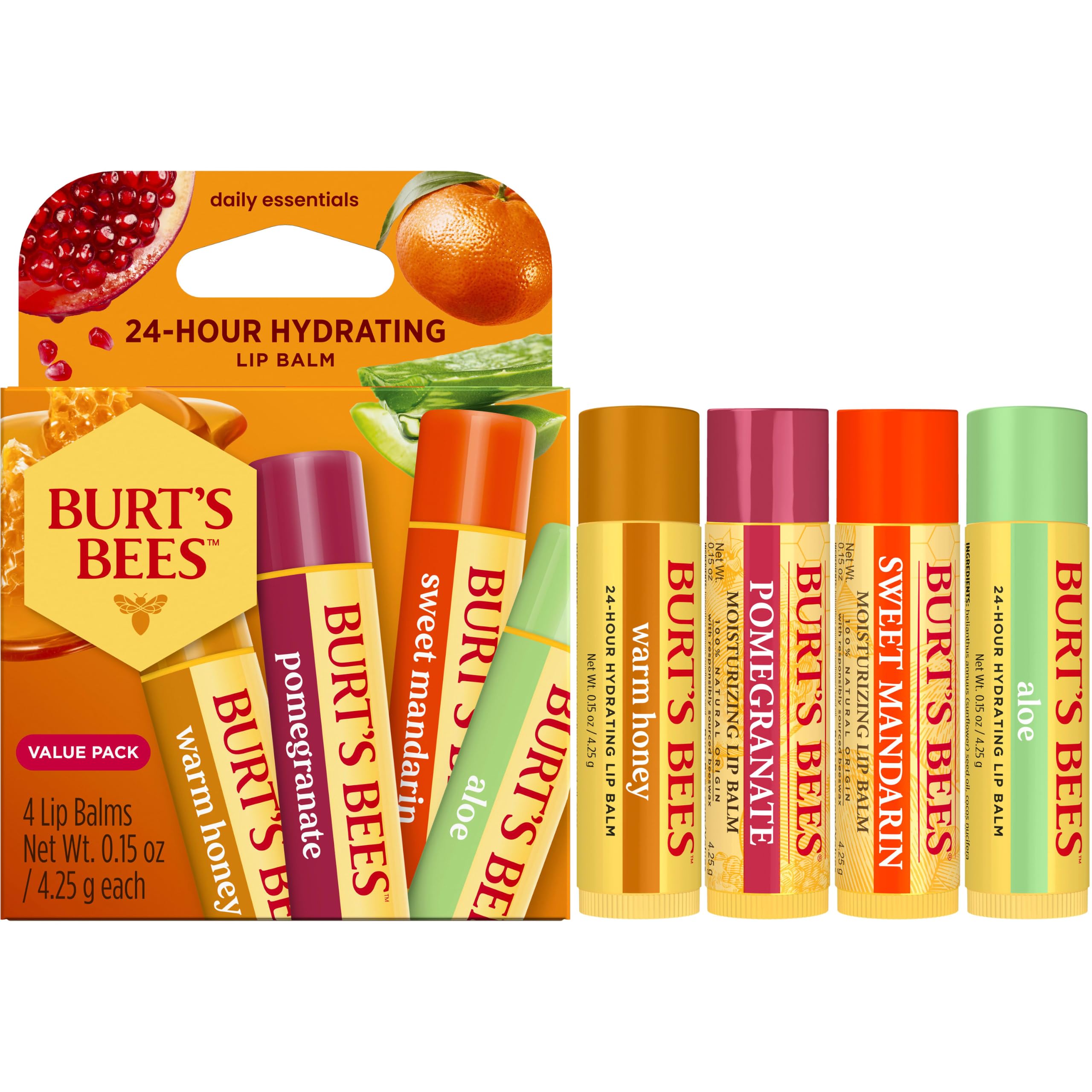 Burt's Bees Garden Party lip balm gift set featuring four hydrating flavors; a premium global favorite for skin care.