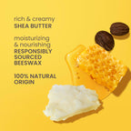 Burt's Bees Garden Party L features shea butter, beeswax, and honey, highlighting 100% natural ingredients in vibrant packaging.