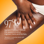 Bushbalm Ingrown Hair Oil shown on skin, promising reduction of bumps. Order online, available in India.