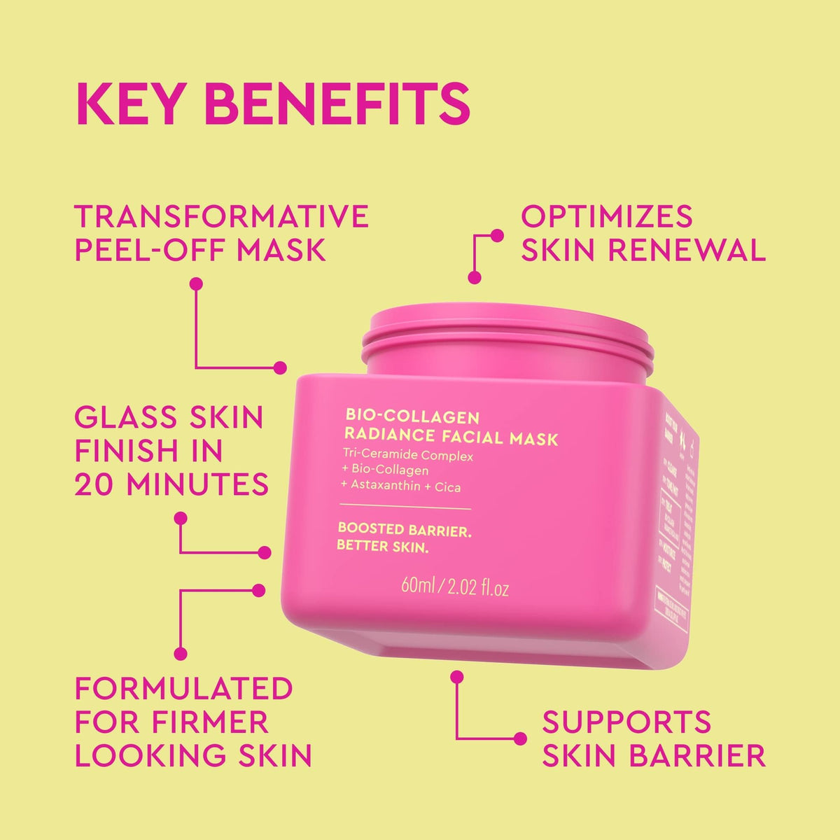 BYOMA Bio-Collagen Radiance Mask in a vibrant pink jar. Verified by CuratCart for quality skincare. Experience glowing skin.
