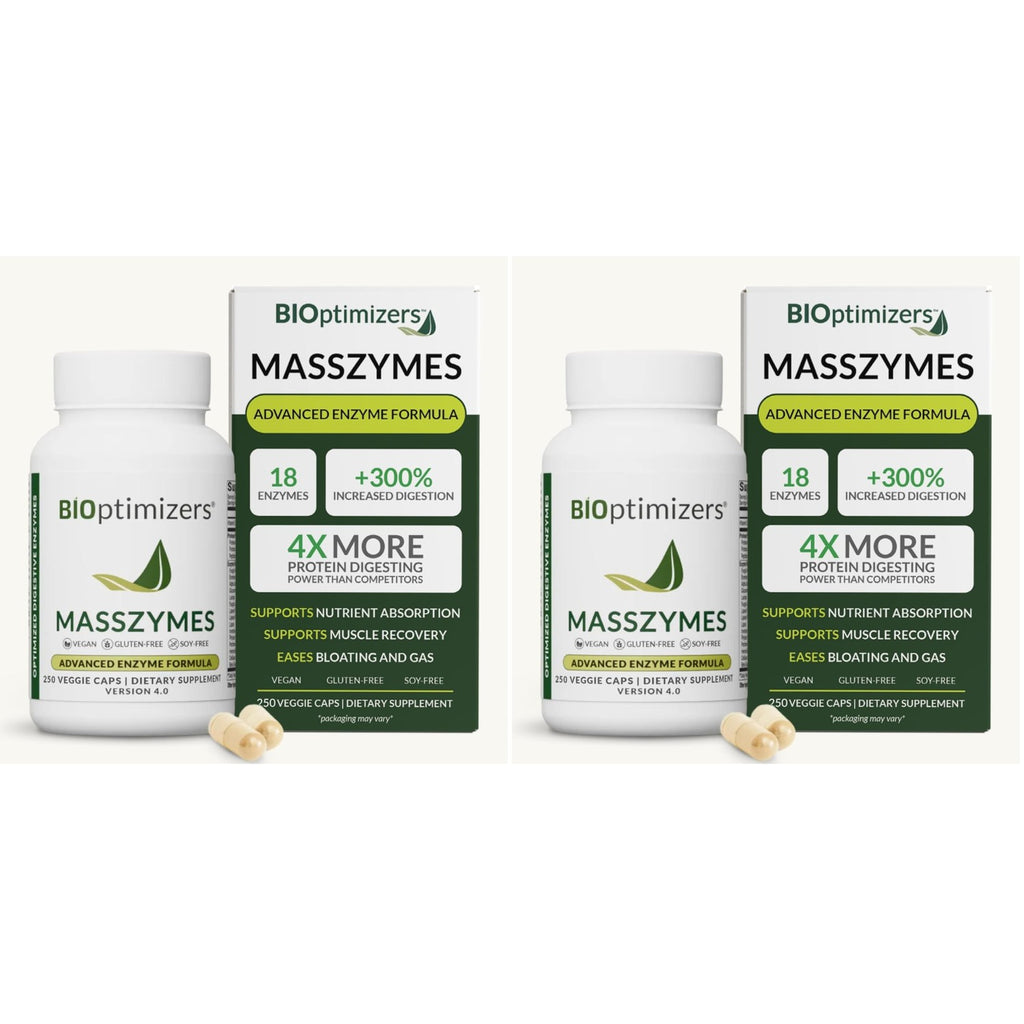 BiOptimizers MassZymes - Complete Digestive Enzymes Supplement for Gut Health - Bloating Relief for Men and Women - Lipase Amylase Bromelain Digestive Enzymes (250 Capsules)